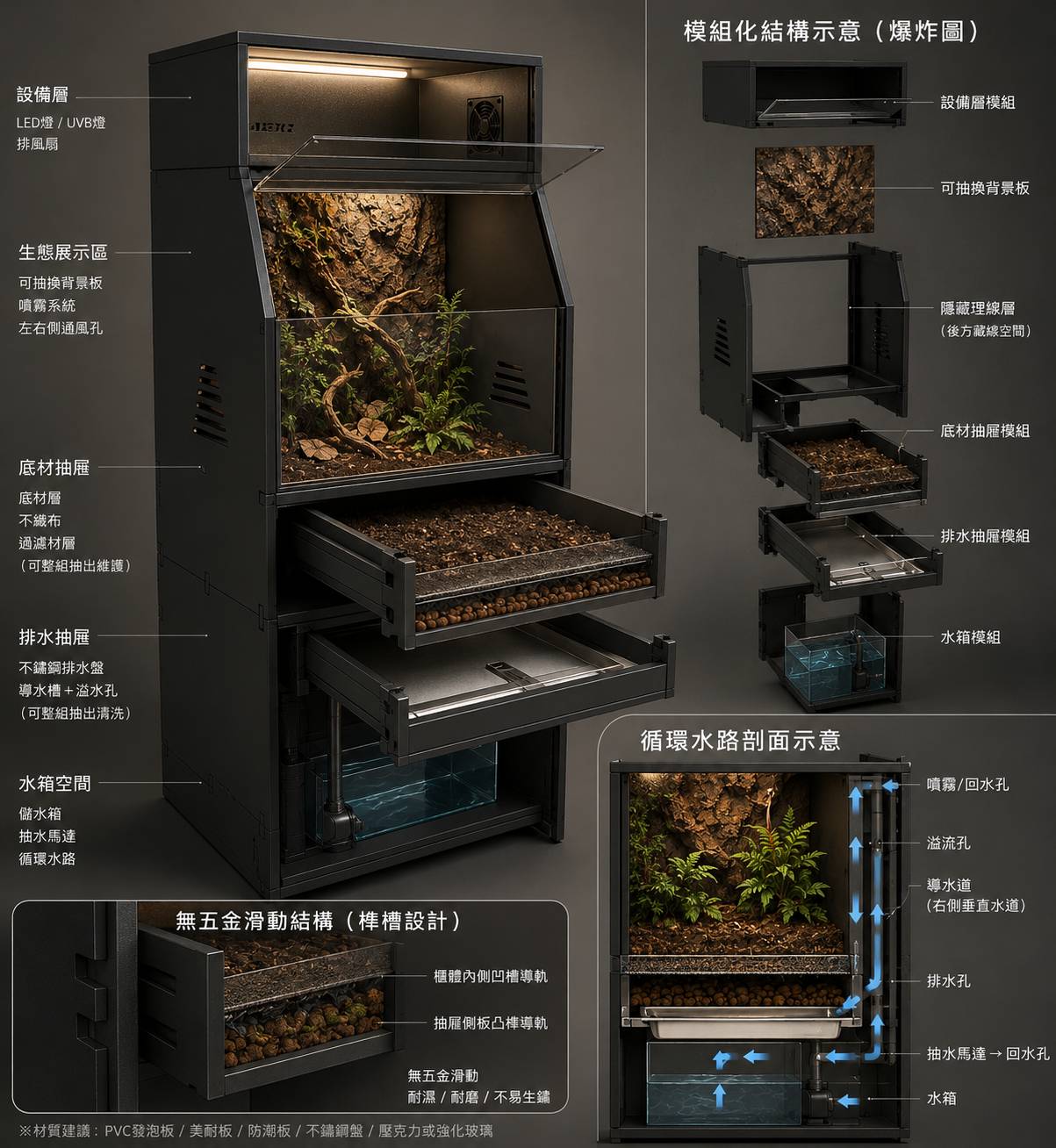 HUNTER HABITAT — 循環水路剖面示意